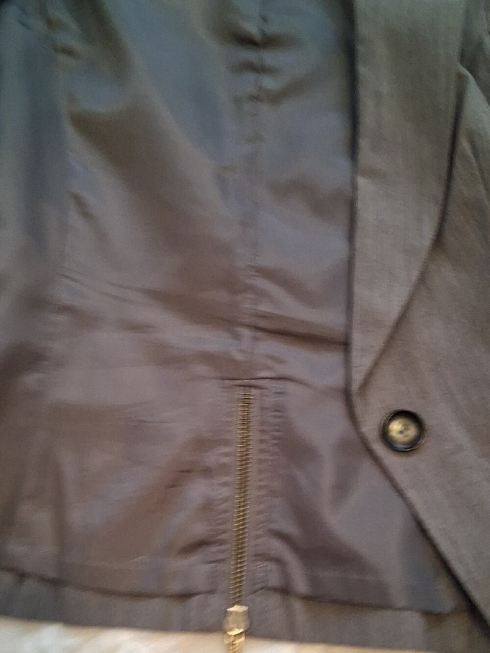 BCX Gray Single-Button Tailored Blazer And Ruffed Skirt. - Picture 9 of 13